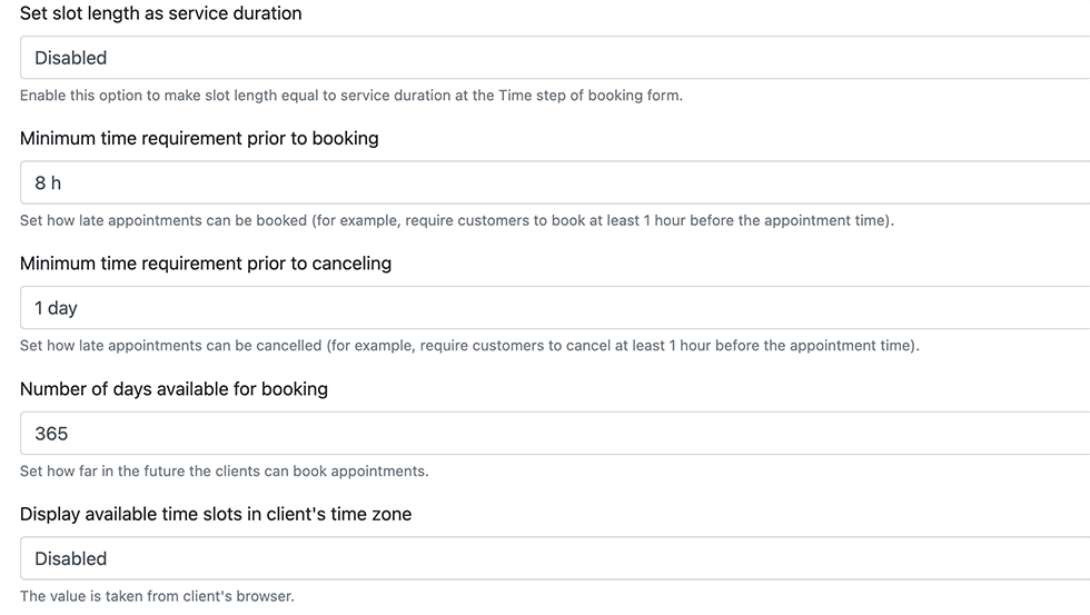 تحديد فترات إشعار أدنى للحجوزات والإلغاءات